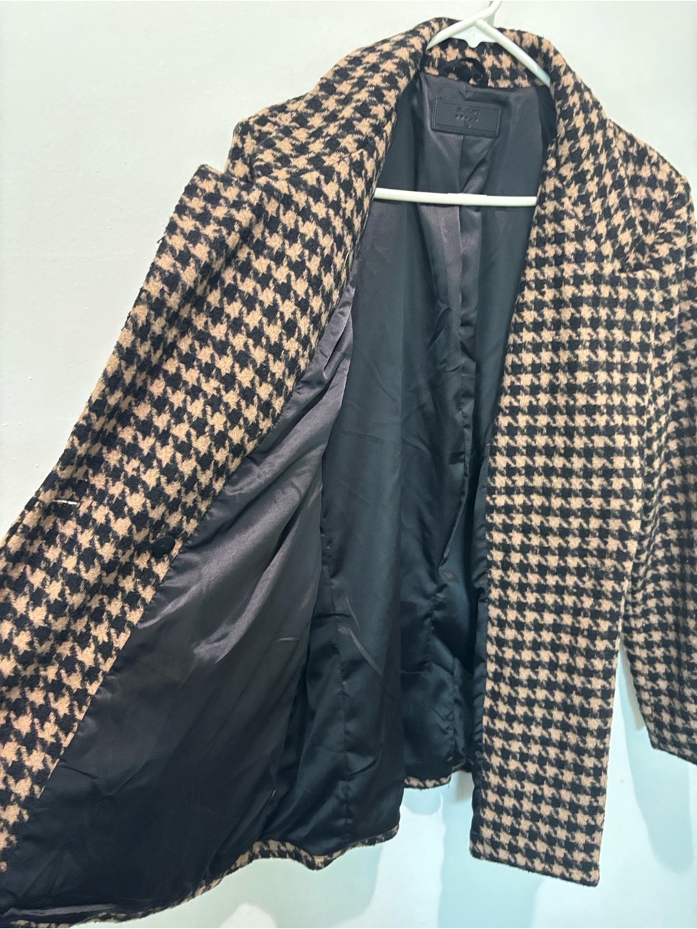 Blank NYC Black & Tan Houndstooth Double-Breasted Wool-blend Blazer Size XL - Picture 7 of 8